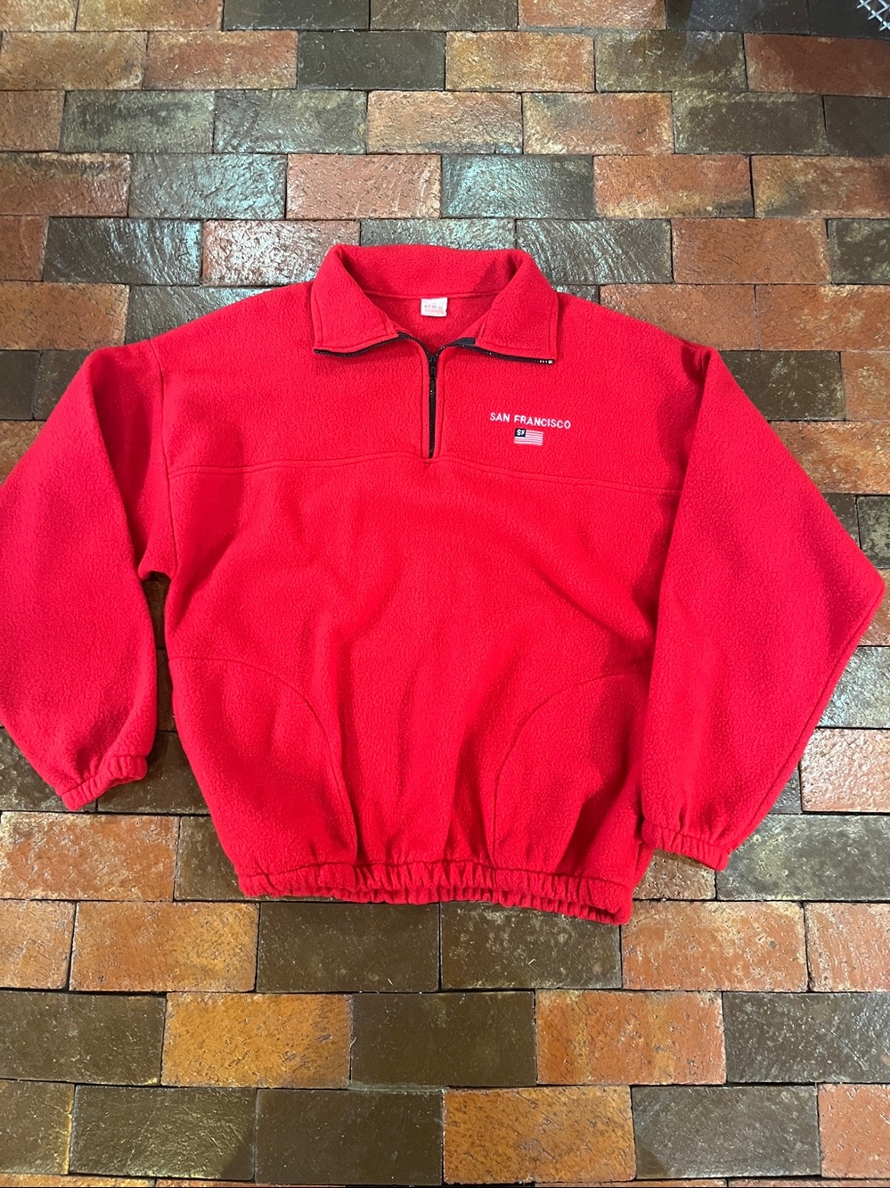 Men’s XL red fleece pullover quarter zip USA brand San Francisco 3036